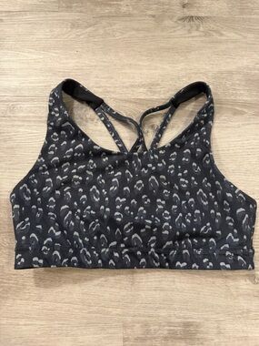 Old Navy Black and Gray Leopard Racerback Sports Bra
